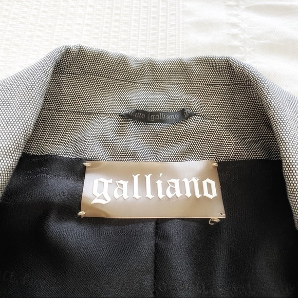 JOHN GALLIANO GREY LEOPARD PRINT SILK BLEND NOTCHED LAPEL BUTTON BLAZER - S - Picture 5 of 12